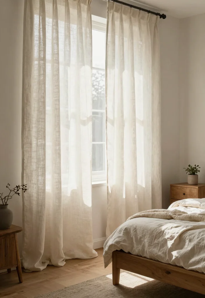 16 Bedroom Curtain Ideas for Cozy Sleep and Gentle Morning Light 1. Soft Linen Curtains for a Breezy Feel 0