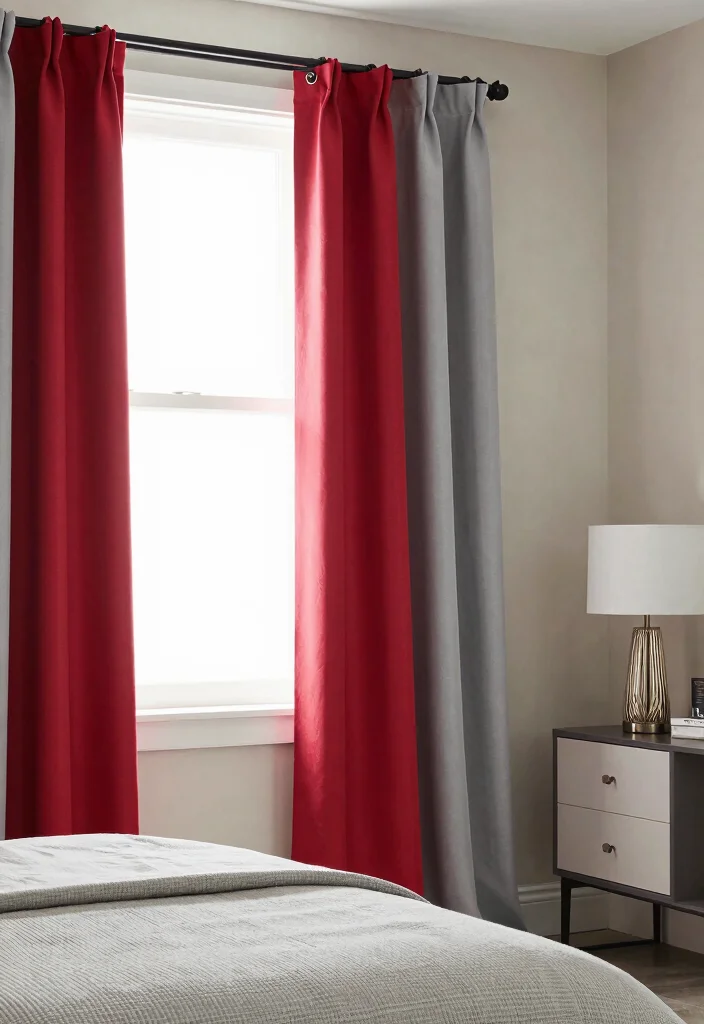 16 Bedroom Curtain Ideas for Cozy Sleep and Gentle Morning Light 10. Color Block Curtains for a Modern Look 0