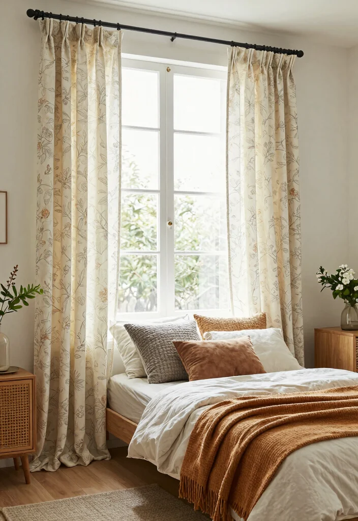 16 Bedroom Curtain Ideas for Cozy Sleep and Gentle Morning Light 3. Recycled Cotton Curtains for Sustainability 0