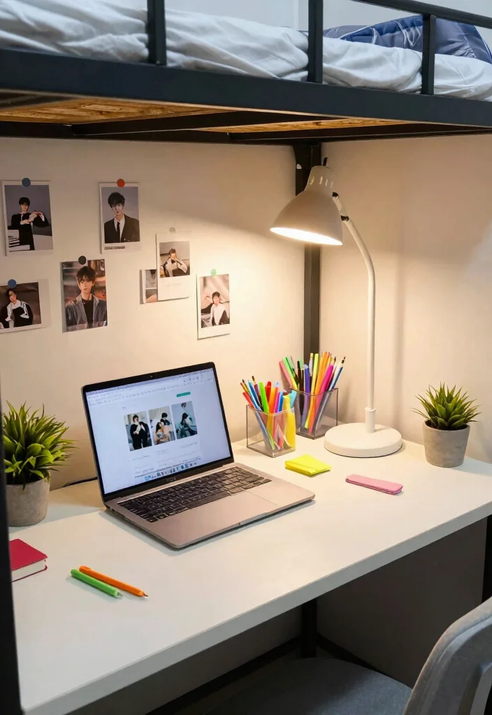 16 Cozy College Dorm Room Ideas Youll Love Coming Back To 13. Fun and Functional Desk Setup 0