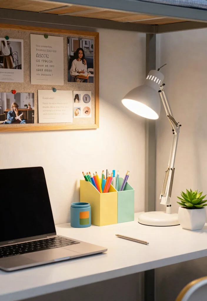 16 Cozy College Dorm Room Ideas Youll Love Coming Back To 15. Fun and Functional Desk Setup 0