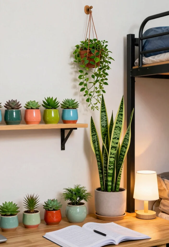 16 Cozy College Dorm Room Ideas Youll Love Coming Back To 3. Go Green with Indoor Plants 0