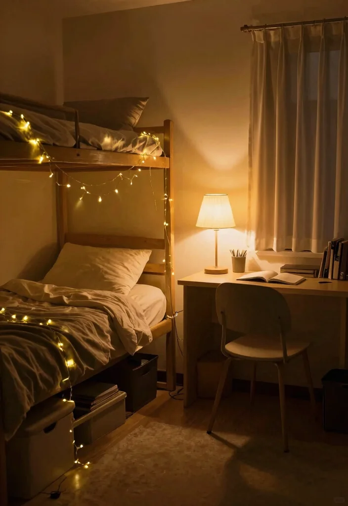 16 Cozy College Dorm Room Ideas Youll Love Coming Back To 6. Warm Lighting Solutions 0