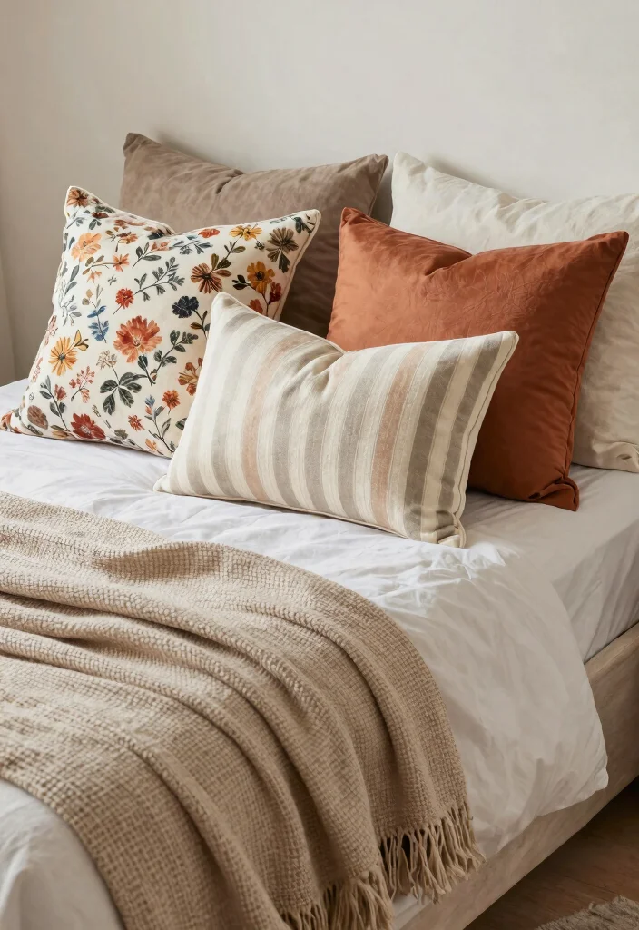 16 Dorm Room Ideas for Girls in College with Cozy Details 11. Trendy Throw Pillows 0