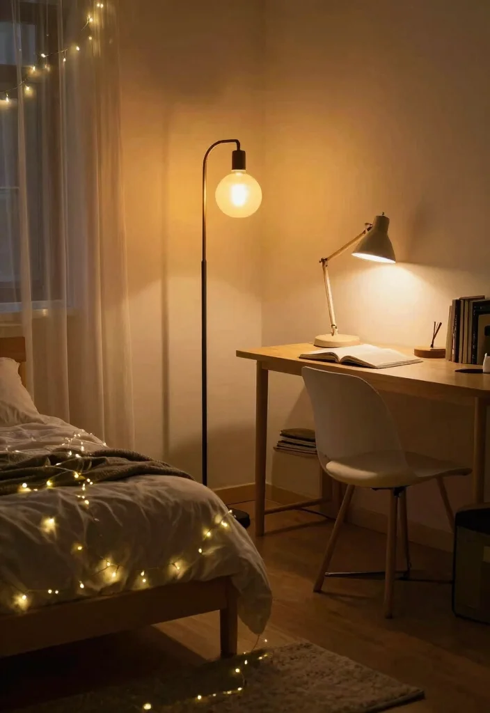 16 Dorm Room Ideas for Girls in College with Cozy Details 7. Cozy Lighting Options 0