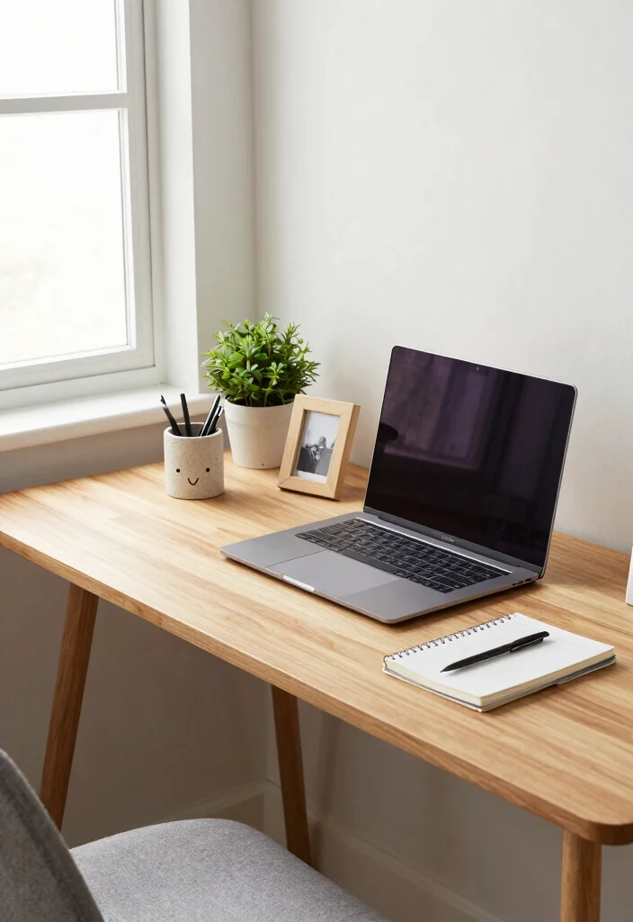 18 College Dorm Room Ideas Aesthetic with Cozy Vibes 10. Minimalistic Desk Setup for Productivity 0