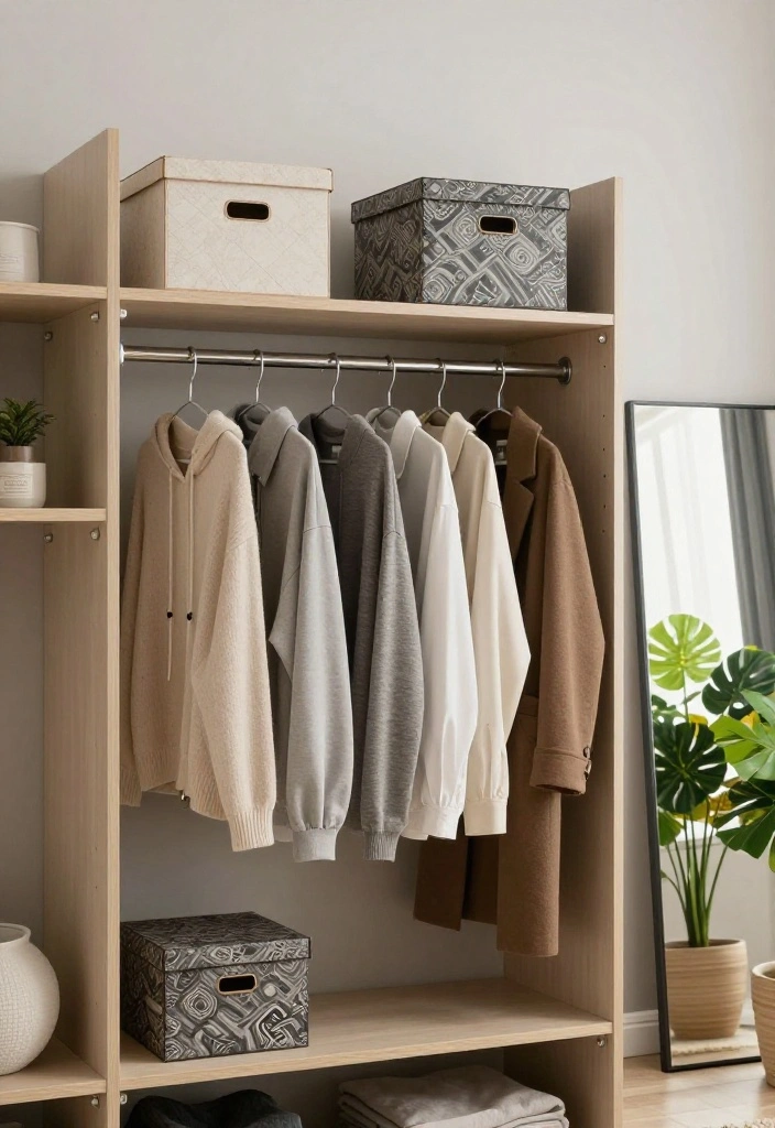 18 College Dorm Room Ideas Aesthetic with Cozy Vibes 12. Create a Capsule Wardrobe with Stylish Storage 0