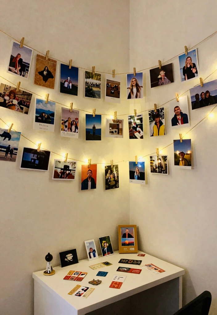 18 College Dorm Room Ideas Aesthetic with Cozy Vibes 5. Personal Touches with Photos and Mementos 0