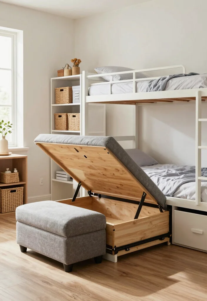 18 College Dorm Room Ideas Aesthetic with Cozy Vibes 7. Multifunctional Storage Solutions 0