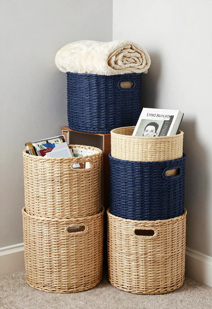 18 College Dorm Room Ideas for Small Spaces with Big Personality 16. Decorative Storage Baskets 0