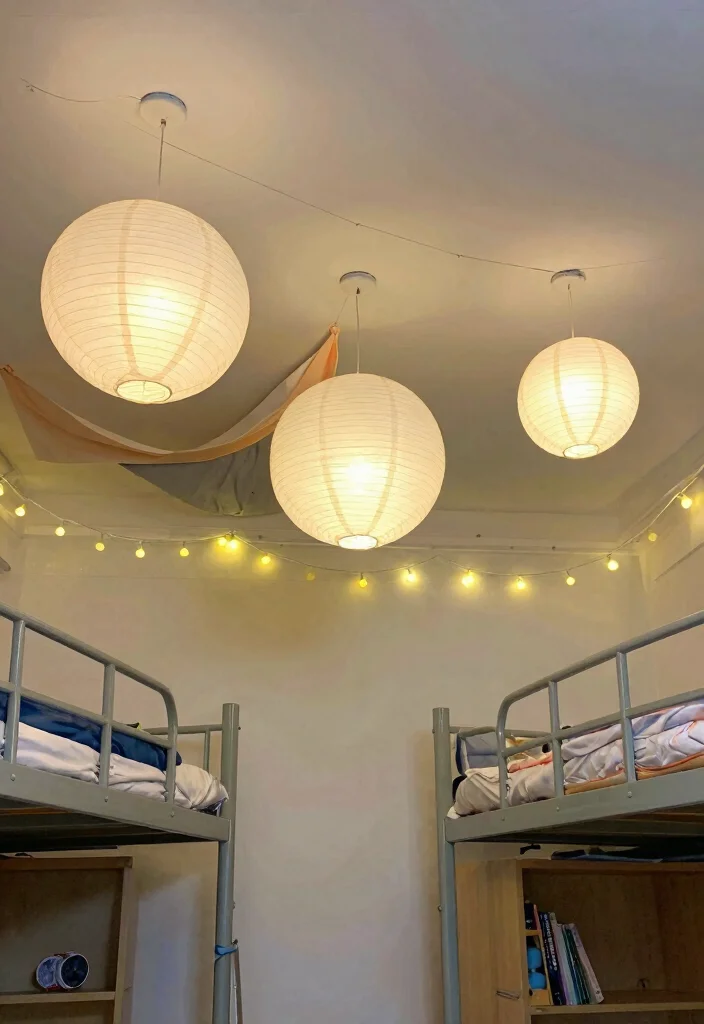18 College Dorm Room Ideas for Small Spaces with Big Personality 17. Statement Ceiling Decor 0