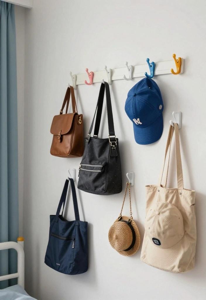 18 College Dorm Room Ideas for Small Spaces with Big Personality 18. Functional Wall Hooks 0