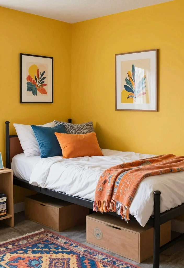 18 College Dorm Room Ideas for Small Spaces with Big Personality 9. Creative Use of Color 0